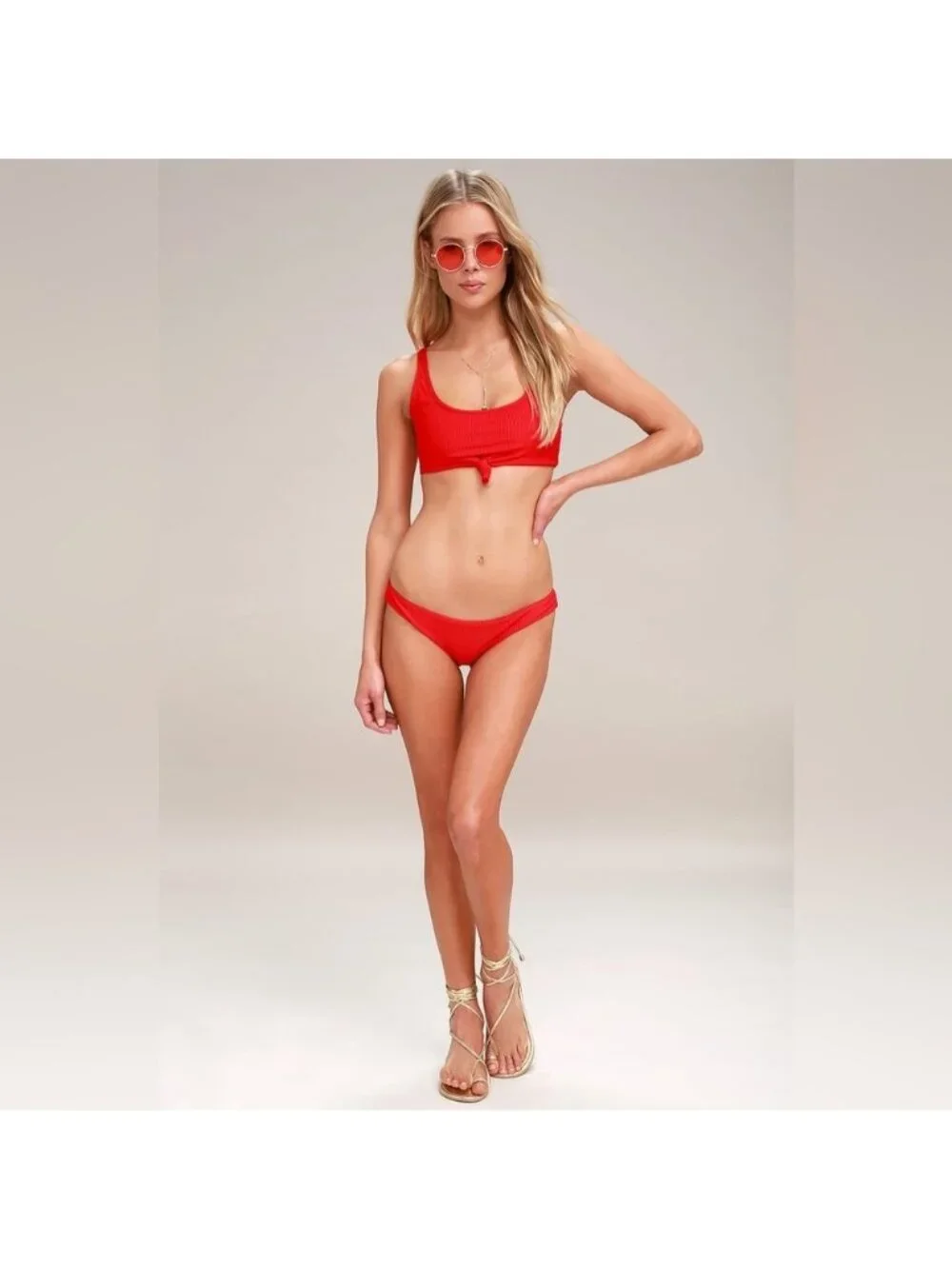 Frankie’s bikinis red Greer bikini set new no tags large swim